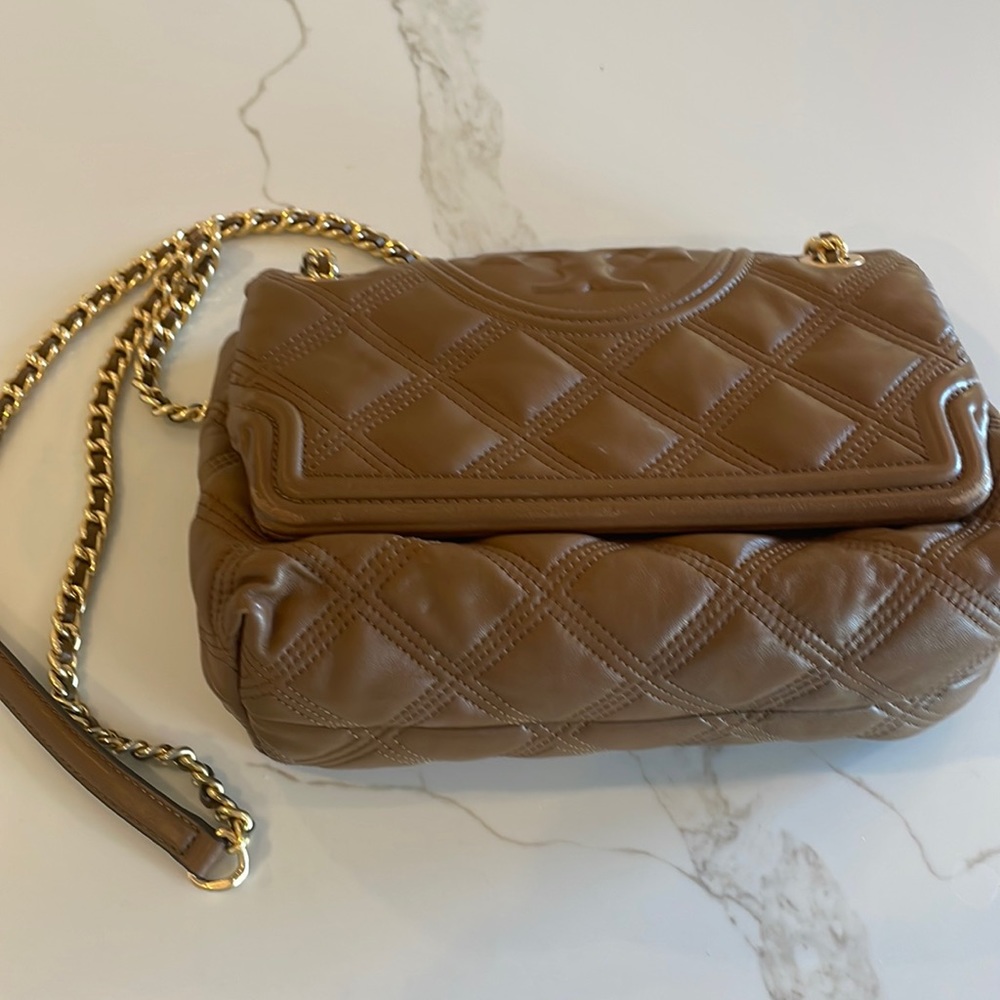 Tory Burch Brown Quilted Crossbody Bag
